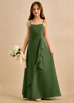 Azazie lolly Girls Formal Sukienki dla dziewczynek sypiących kwiaty Linia A Pofałdowany Szyfon Długość podłogi Sukienka image3