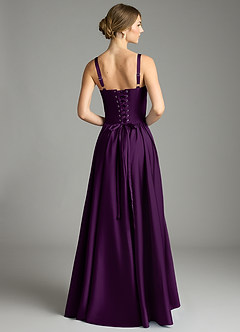 Azazie Evadina Suknie dla druhen Linia A Gorset Satyna elastyczna Do ziemi Sukienka image2