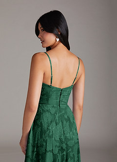 Azazie Moira Jurken voor bruidsmeisjes Jurk van Bloemen Burn-out met A-Lijn Zijsplit Donkergroen image6