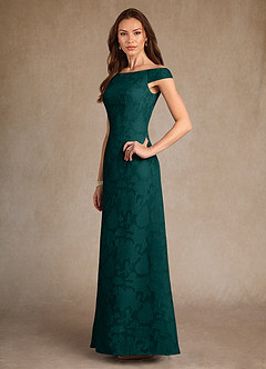 Azazie Moore Mother of the Bride Dresses Pine A-Line Boatneck Floral Burnout Dress image4