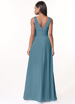 Azazie Julianna 신부 들러리 드레스 A라인 쉬폰 바닥 길이 드레스 image2