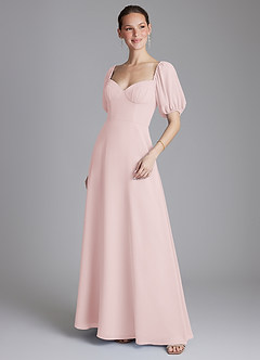 Azazie Fatima Probar vestidos en casa Vestido de Rosa Rubor de Gasa de Corte en A con Con bolsillos image4