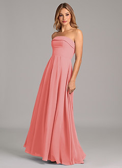 Azazie Lucienne Bridesmaid Dresses Coral A-Line Strapless Chiffon Convertible Dress image4