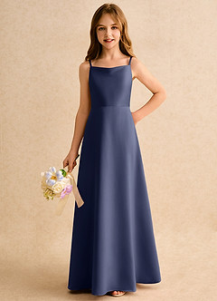 Azazie Joella Girls Formal Flower Girl Klänningar Klä A-Line i Matt satäng Plisserad image6
