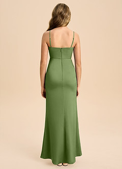 Azazie Buzzy Junior Robe Fourreau en Satin extensible Plissée Genévrier image2