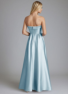 Azazie Lucienne Vestidos de damas de honor Vestido de Azul Cielo de Satén Elástico de Corte en A Convertible con Sin tirantes image2