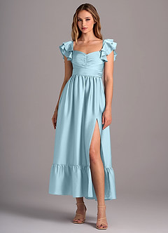 Azazie Anaya Bridesmaid Dresses Sky Blue A-Line Sweetheart Neckline Stretch Satin Convertible Dress image1