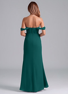 Azazie Asha Bridesmaid Dresses Peacock Sheath Off the Shoulder Chiffon Convertible Dress image5