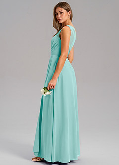 Azazie Phaedra Jurken voor bruidsmeisjes Jurk van Chiffon met A-Lijn One-Shoulder Aqua image14