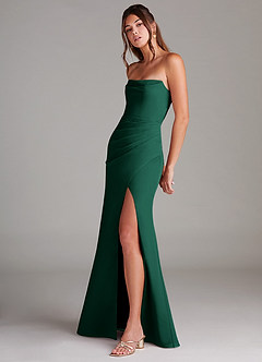 Azazie Leonis Bridesmaid Dresses Emerald Sheath Strapless Chiffon Convertible Dress image3