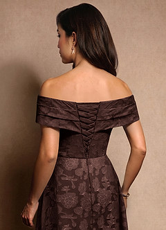 Azazie New Britain Mother of the Bride Dresses Ganache A-Line Pleated Floral Burnout Dress image8