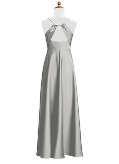 Azazie Avelina Junior Vestido de Plata de Satén Elástico de Corte En A con Plisado image8