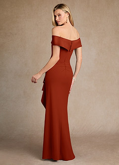 Azazie Laredo Mother of the Bride Dresses Rust Mermaid Off the Shoulder Stretch Crepe Dress image3