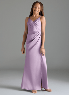 Azazie Maci Junior Klä av Sjöjungfru i Stretch Satin Plisserad image1