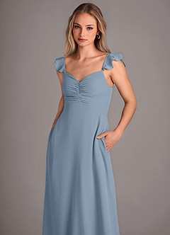 Azazie Kaylyn Bridesmaid Dresses Dusty Blue A-Line Ruched Chiffon Dress image2