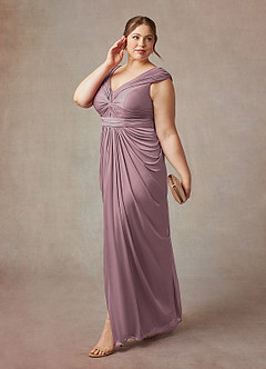 Azazie Lisolette Mother of the Bride Dresses Dusty Rose Sheath Pleated Mesh Dress image11