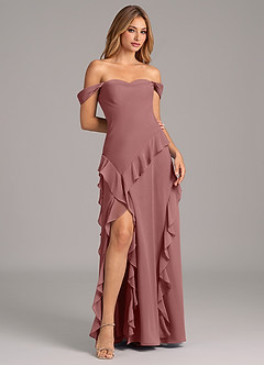 Azazie Sloane Bridesmaid Dresses Desert Rose A-Line Sweetheart Neckline Chiffon Dress image4