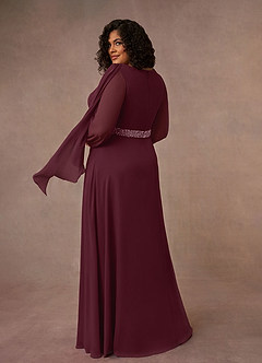 Azazie Priyanka Mother of the Bride Dresses Cabernet A-Line Boatneck Pleated Chiffon Dress image6