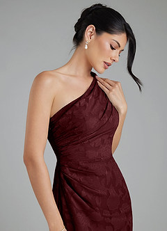 Azazie Akilah Brautjungfernkleider Meerjungfrau-Linie One-Shoulder Blumen-Burnout Kleid Cabernetrot image6