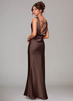 Azazie Rylina Bridesmaid Dresses Ganache Mermaid Stretch Satin Dress image4