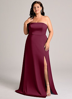 Azazie Wren Brudtärnklänningar Klä av A-Linje i Stretch Satin Axelbandslös Mullbär Konvertibel image8