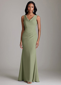 Azazie Linelle Bridesmaid Dresses Pistachio Mermaid Pleated Chiffon Dress image5
