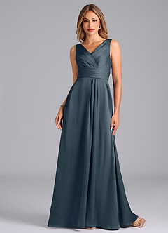 Azazie Karina Brautjungfernkleider A-Linie Plissee Stretch-Satin Kleid Zwielichtviolett image4