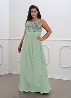 Azazie Xella Mother of the Bride Dresses Agave A-Line Lace Chiffon Dress image7