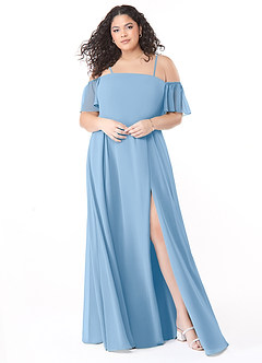 Azazie Sue Bridesmaid Dresses Powder Blue A-Line Off the Shoulder Chiffon Convertible Dress image6