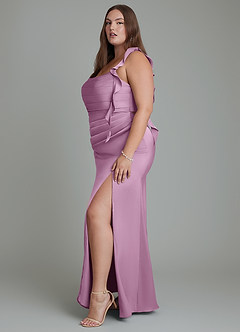 Azazie Jessamine Brautjungfernkleider Etui Korsett Stretch-Satin Kleid Blauregen image13