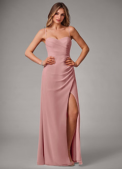 Azazie Haisley Vestidos de damas de honor Vestido de Rosa Polvorienta de Gasa de Corte Recto Convertible con Vestidos sin tirantes image1