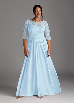 Azazie Harriet Mother of the Bride Dresses Sky Blue A-Line Scoop lace Mesh Dress image9