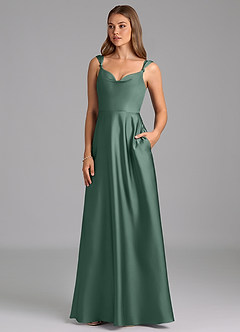 Azazie Beatrice Bridesmaid Dresses Eucalyptus A-Line Sweetheart Neckline Stretch Satin Dress image3