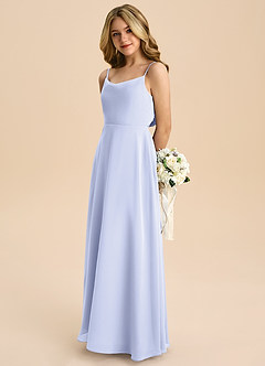 Azazie Shale Junior Lavender A-Line Bow Chiffon Dress image6