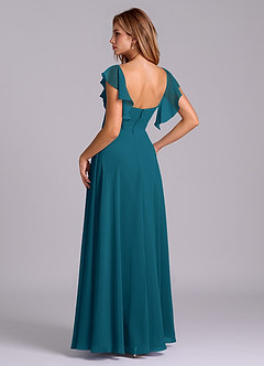 Azazie Leilani Bridesmaid Dresses Ink Blue A-Line Pleated Chiffon Dress image5