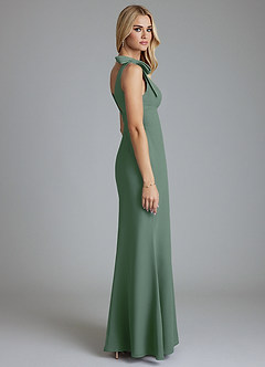 Azazie Taro Final Sale Eucalyptus Sheath Bow Chiffon Dress image4