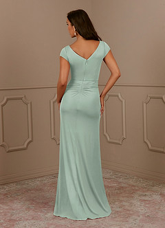 Azazie Roya Mother of the Bride Dresses Agave Mermaid V-Neck Pleated Mesh Dress image4
