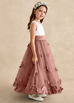 Azazie Vi Flower Girl Dresses Cedar Rose A-Line Sleeveless Tulle Dress image7