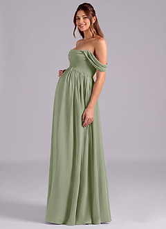Azazie Saige Maternity Bridesmaid Dresses A-Line Pleated Chiffon Floor-Length Dress image5