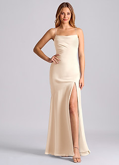 Azazie Grata 신부 들러리 드레스 인어 주름진 쉬폰 바닥 길이 드레스 image6