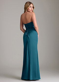 Azazie Lucille Bridesmaid Dresses Ink Blue Mermaid Strapless Stretch Satin Convertible Dress image2