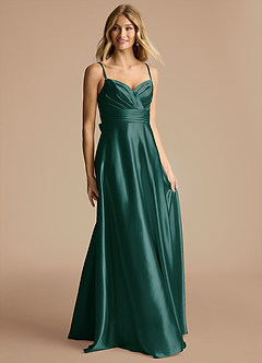 Azazie Oliana Brautjungfernkleider A-Linie Plissee Metallischer Satin Kleid Kiefer image4