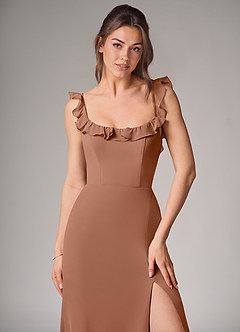 Azazie Callie Bridesmaid Dresses Bronzer Mermaid Side Slit Chiffon Convertible Dress image5