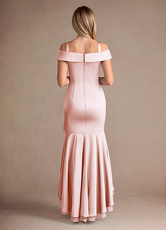 Azazie Billings Mother of the Bride Dresses Blushing Pink Mermaid Off the Shoulder Stretch Satin Dress image8