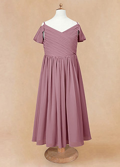 Azazie Chelle Flower Girl Dresses Vintage Mauve A-Line Pleated Chiffon Dress image6
