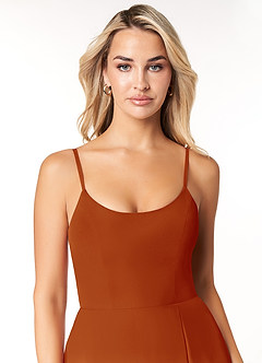 Azazie Moira Bridesmaid Dresses Paprika A-Line Scoop Chiffon Dress image6