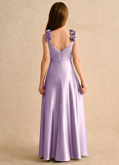 Azazie Rosita Girls Formal Abiti da Ragazza di Fiori Abito A-Line in Raso Elasticizzato Plissettato Lilla Glassato image5