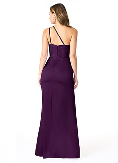 Azazie Eren Jurken voor bruidsmeisjes Jurk van Stretch Satijn met Zeemeermin One-Shoulder Druif image2