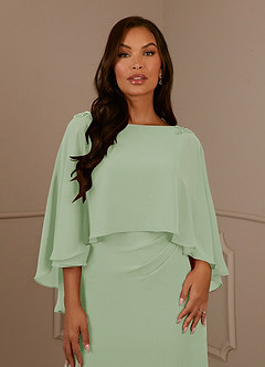 Azazie Mirra Abiti per la Madre della Sposa Abito Tubino in Chiffon con Scollo a U a Pieghe Verde Salvia image5