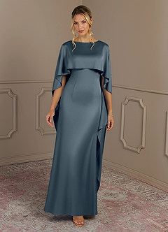 Azazie Eli Mère de la mariée Robes Robe Fourreau en Satin extensible Col de bateau Violet Crépusculaire image4